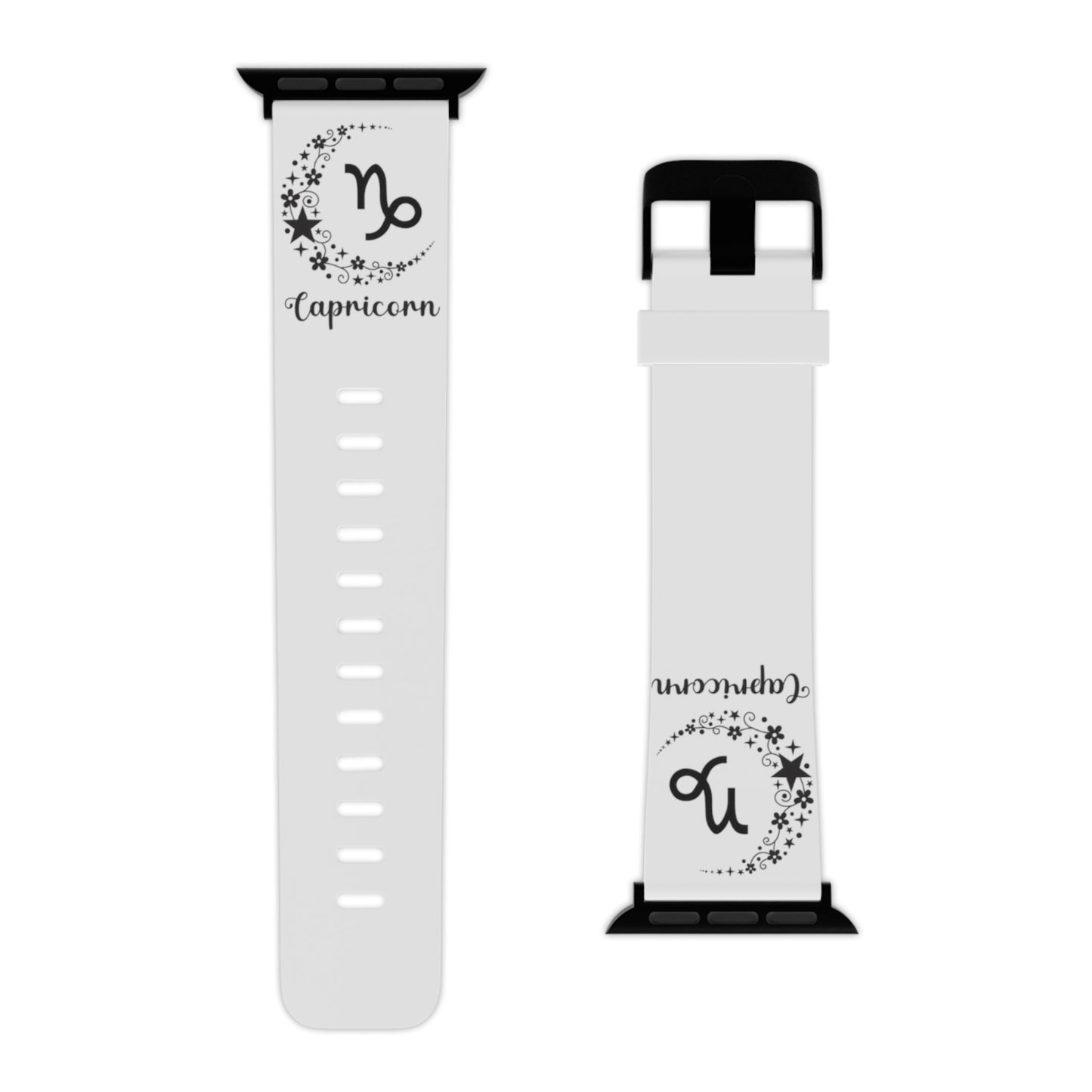 Black & white Capricorn moon Watch Band for Apple Watch Series 1-9, SE and Ultra, 38-40mm/ 42-44mm