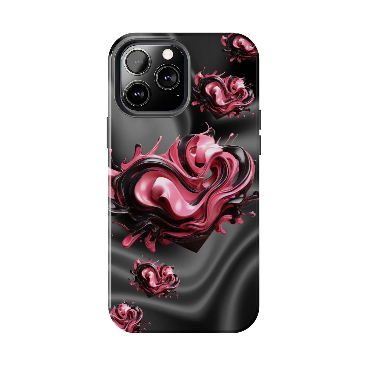 Pink & Black abstract hearts Tough iPhone Case iphone14 accessories