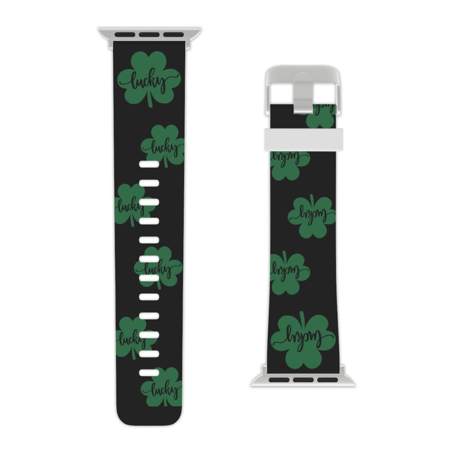 Lucky shamrock in black Watch Band for Apple Watch Series 1-9, SE and Ultra, 38-40mm/ 42-44mm