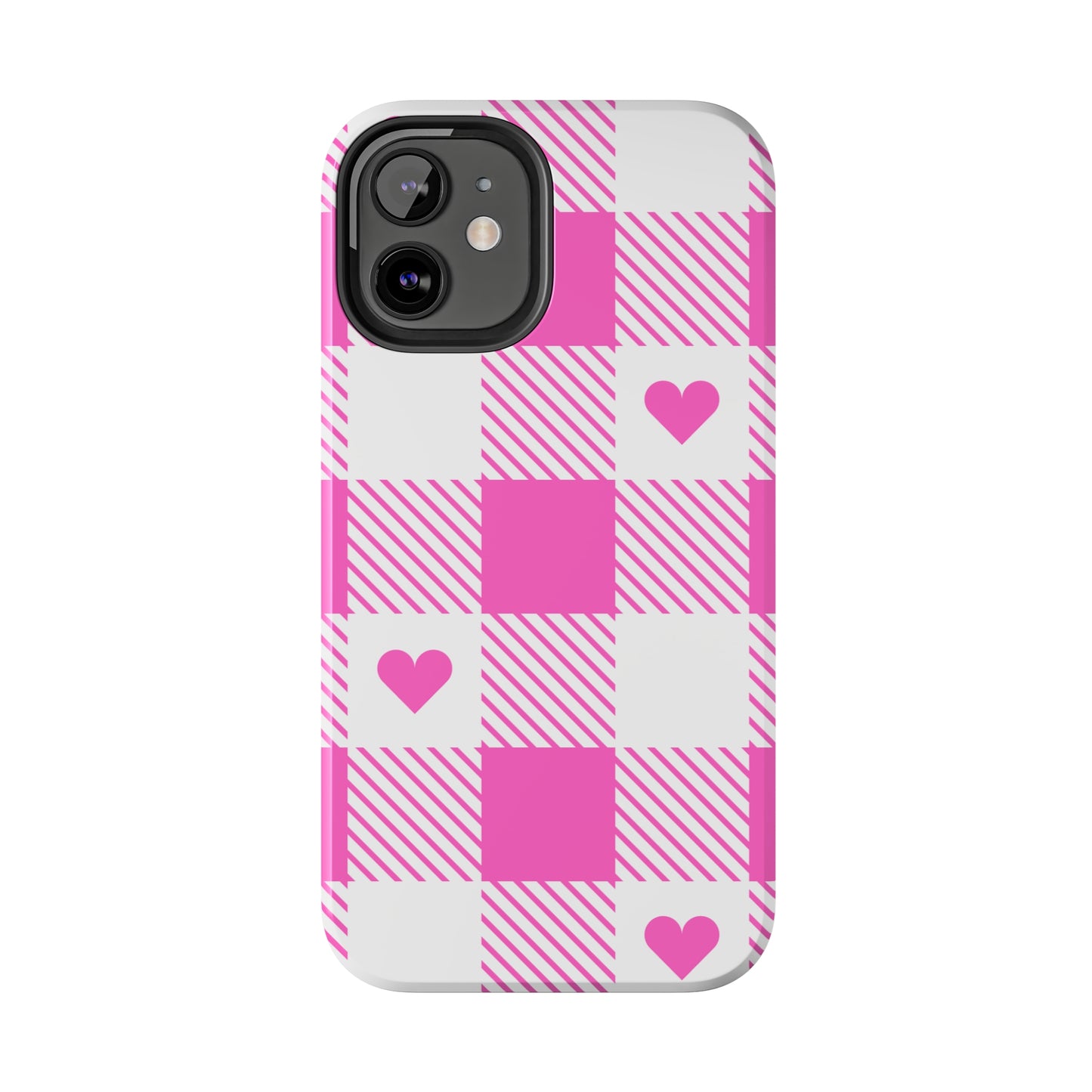 Hearts & Plaid Tough iPhone Case valentines phone case iPhone 15 accessories