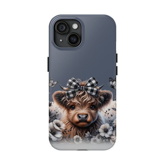 Plaid highland Cow Tough Phone Case iPhone 14 pro max accessories