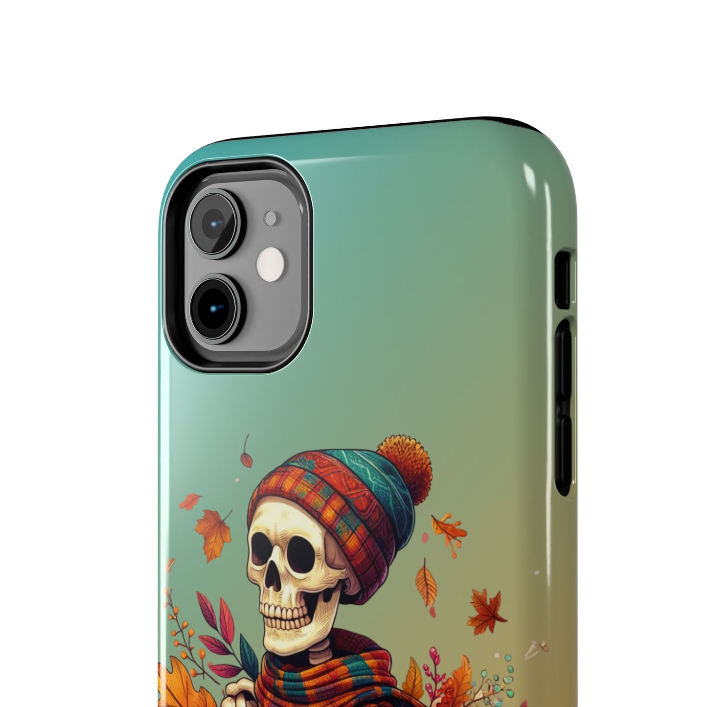 Fall skeleton iPhone 16 Case, Fall iPhone Cover, Festive Holiday Accessory, Cute fall Phone Protector, seasonal Tech