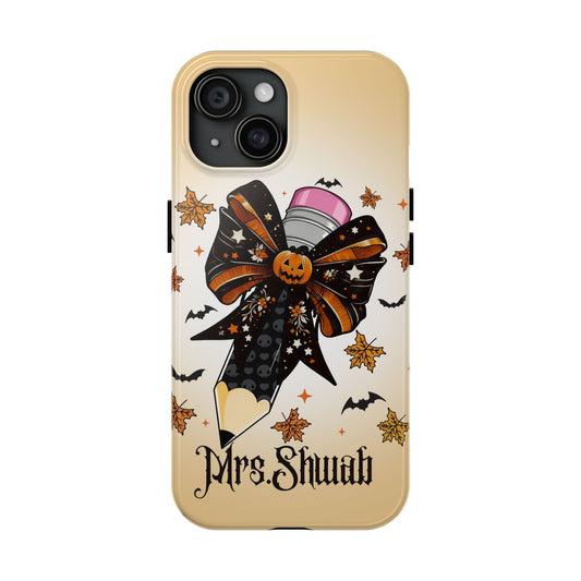 Personalized Halloween themed phone case for Teachers, Models 11-15