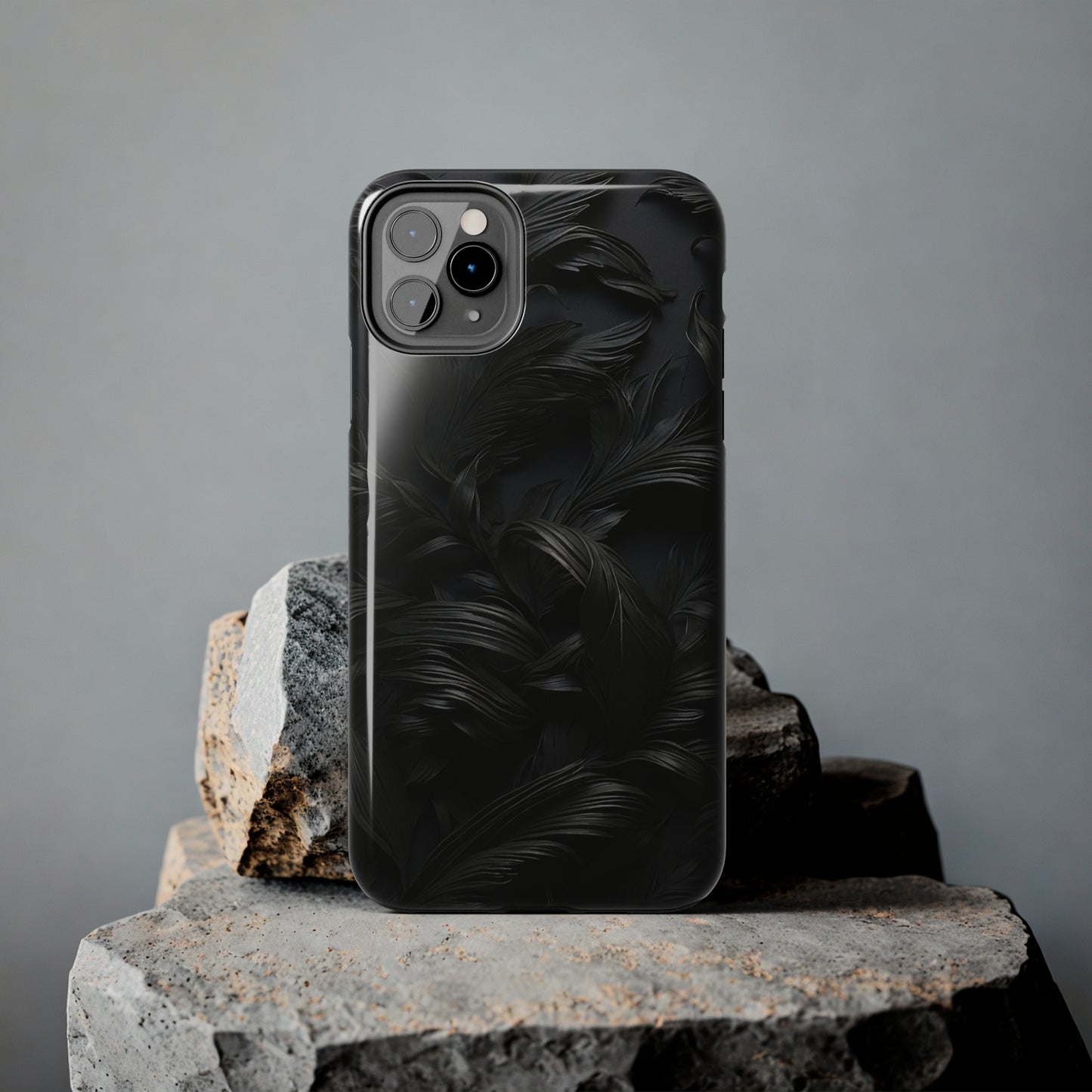 Black engraved Goth style/ Tough IPhone Case/ Abstract