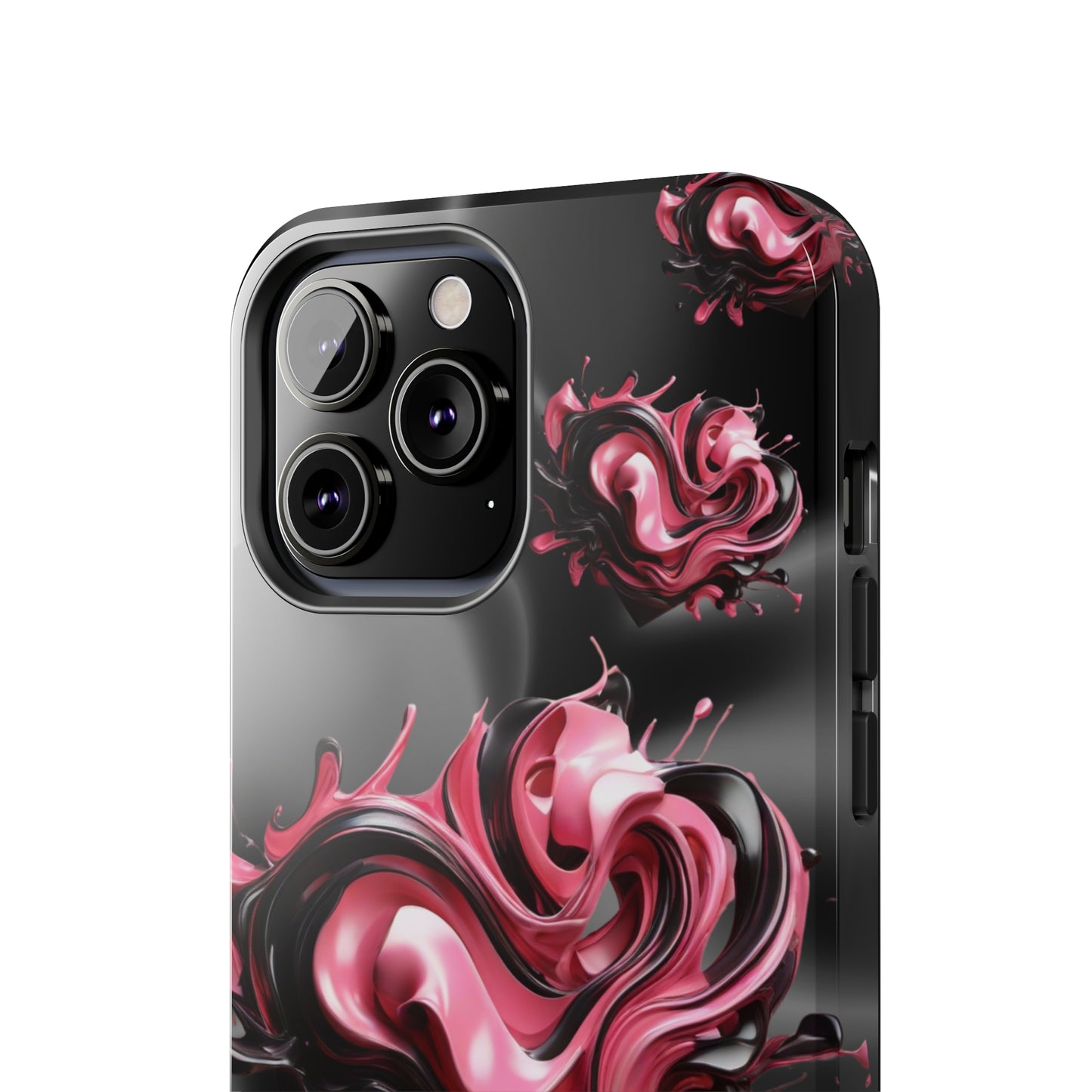 Pink & Black abstract hearts Tough iPhone Case iphone14 accessories