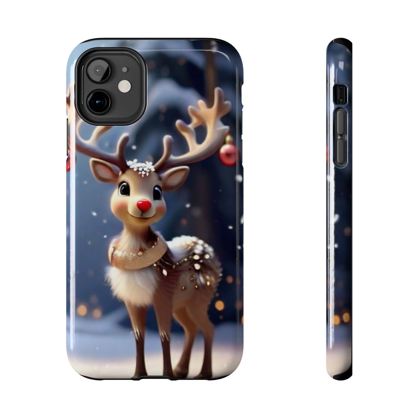 Cute animated Christmas baby reindeer iPhone case. Compatible with iPhone models 11-15 including all mini, plus, pro & pro max. Custom phone case for smartphones. design for Girls, Woman