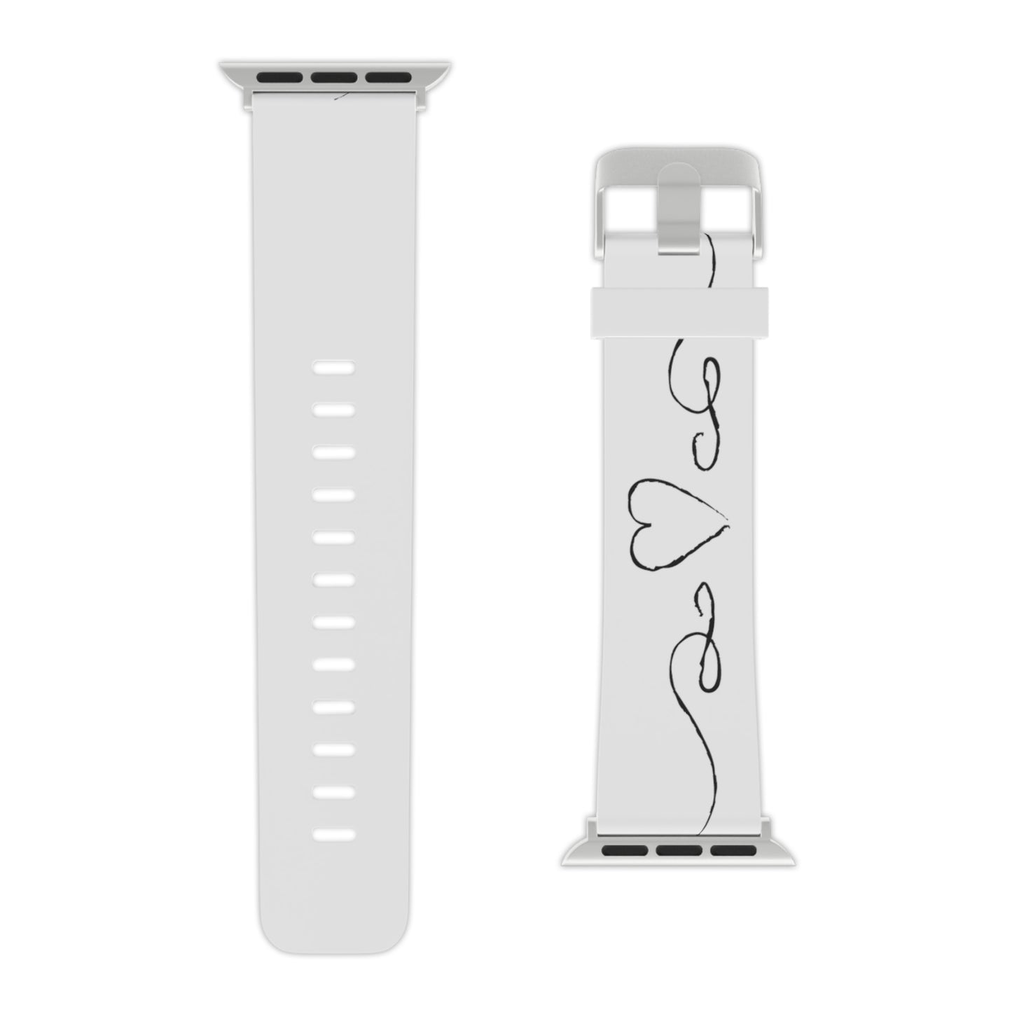 Black heart scroll Watch Band for Apple Watch Series 1-9, SE and Ultra, 38-40mm/ 42-44mm