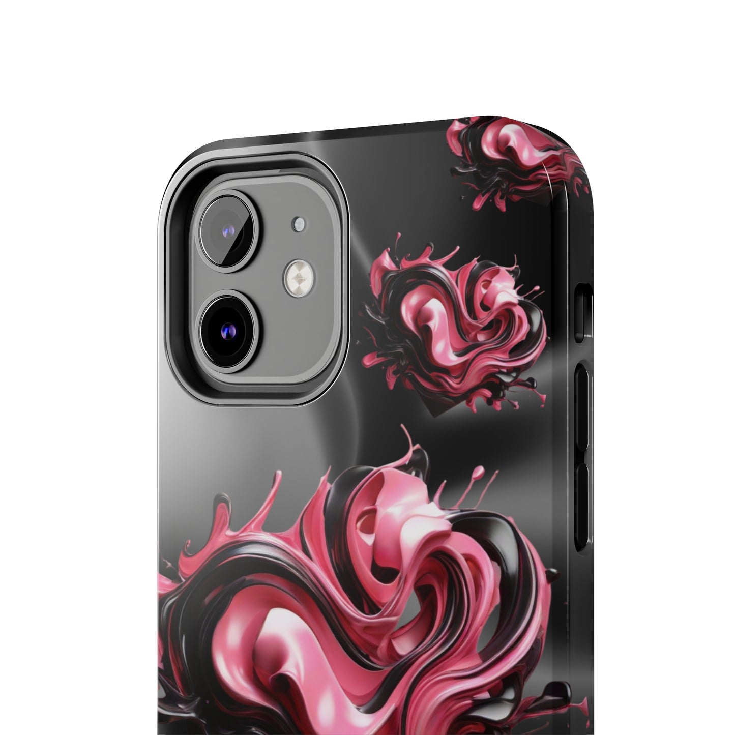 Pink & Black abstract hearts Tough iPhone Case iphone14 accessories