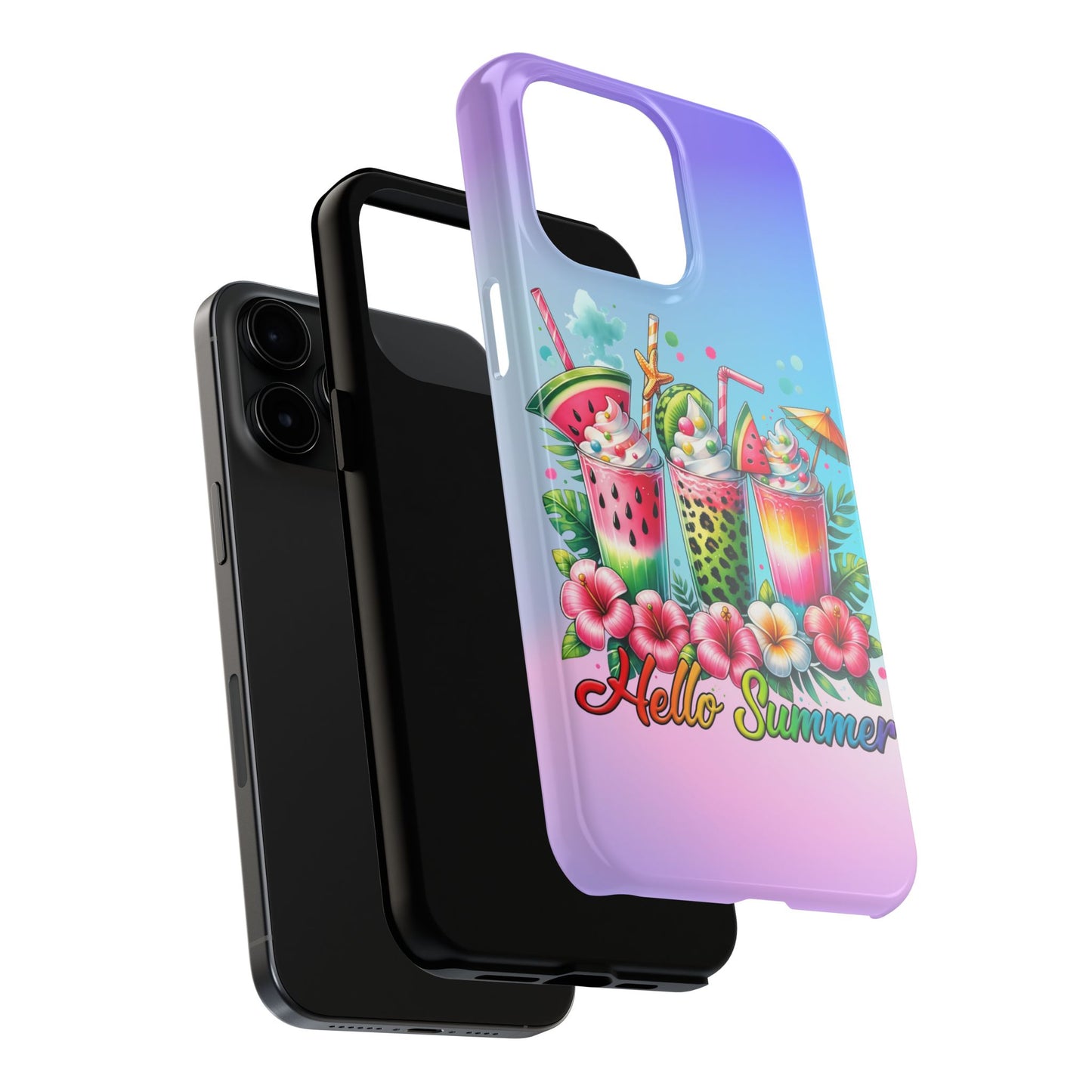 HELLO SUMMER aesthetics iPhone case. Compatible with iPhone models 11-15 including all mini, plus, pro & pro max. Custom phone case for smartphones. design for Girls, Woman