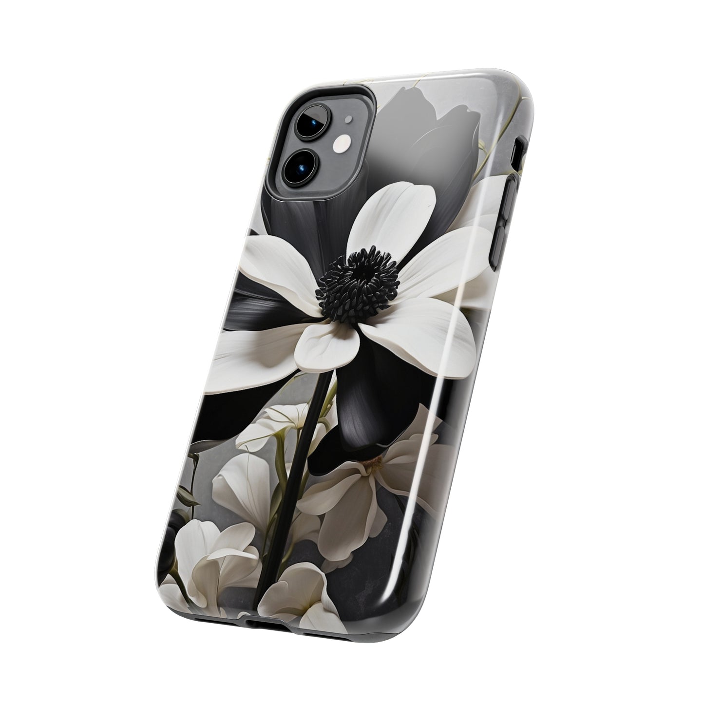 Classic 3D black & white flower/ petal Tough IPhone Case/ iphone accessories/ Nature