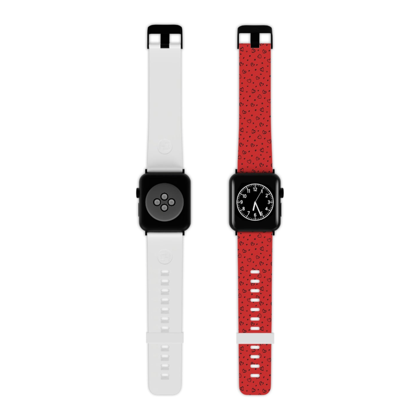 Black & red hearts Watch Band for Apple Watch Series 1-9, SE and Ultra, 38-40mm/ 42-44mm