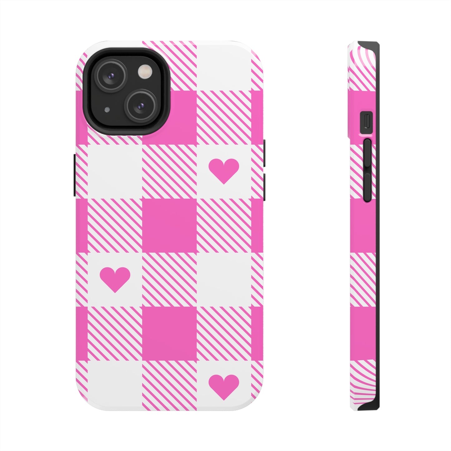 Hearts & Plaid Tough iPhone Case valentines phone case iPhone 15 accessories