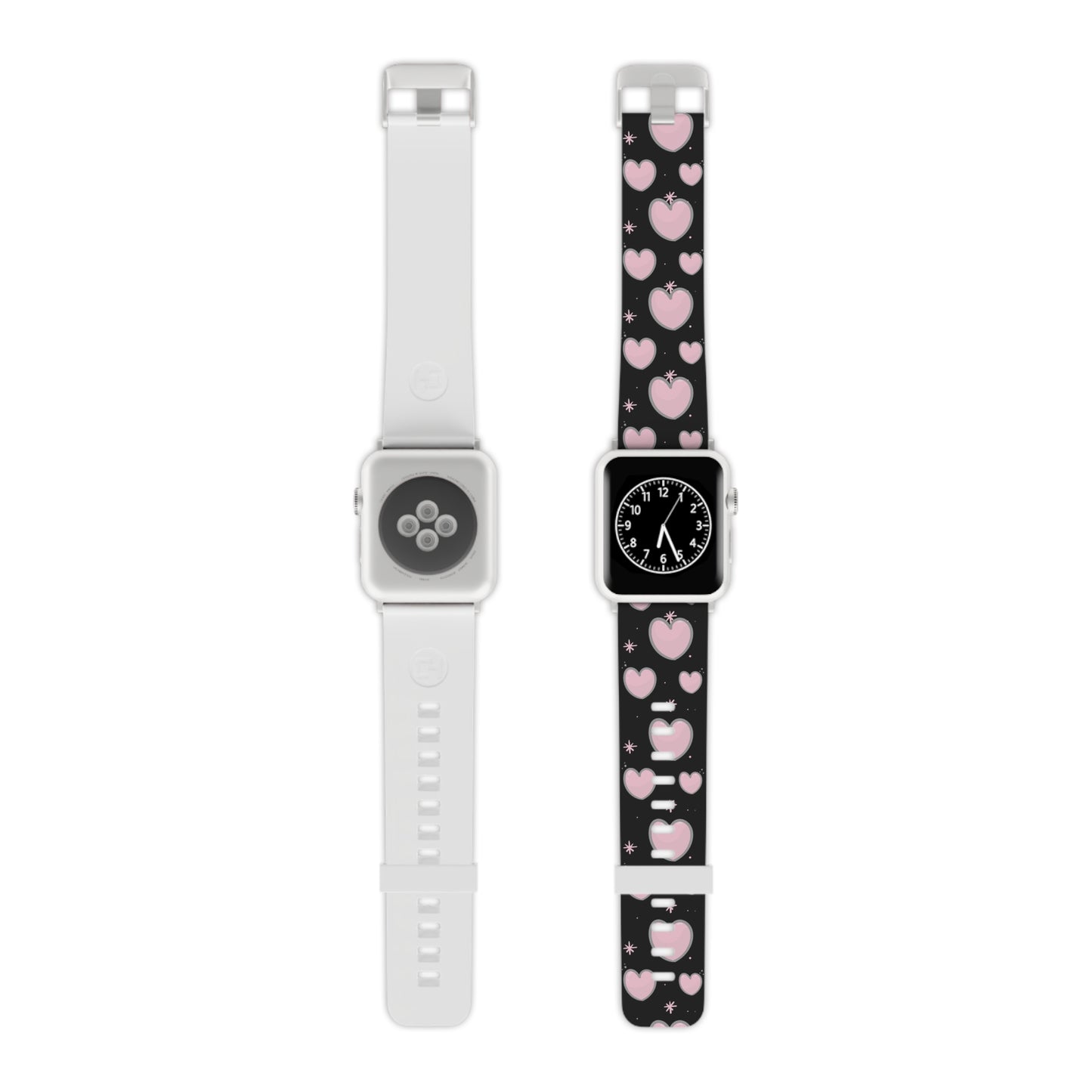 Pink & grey hearts Watch Band for Apple Watch Series 1-9, SE and Ultra, 38-40mm/ 42-44mm