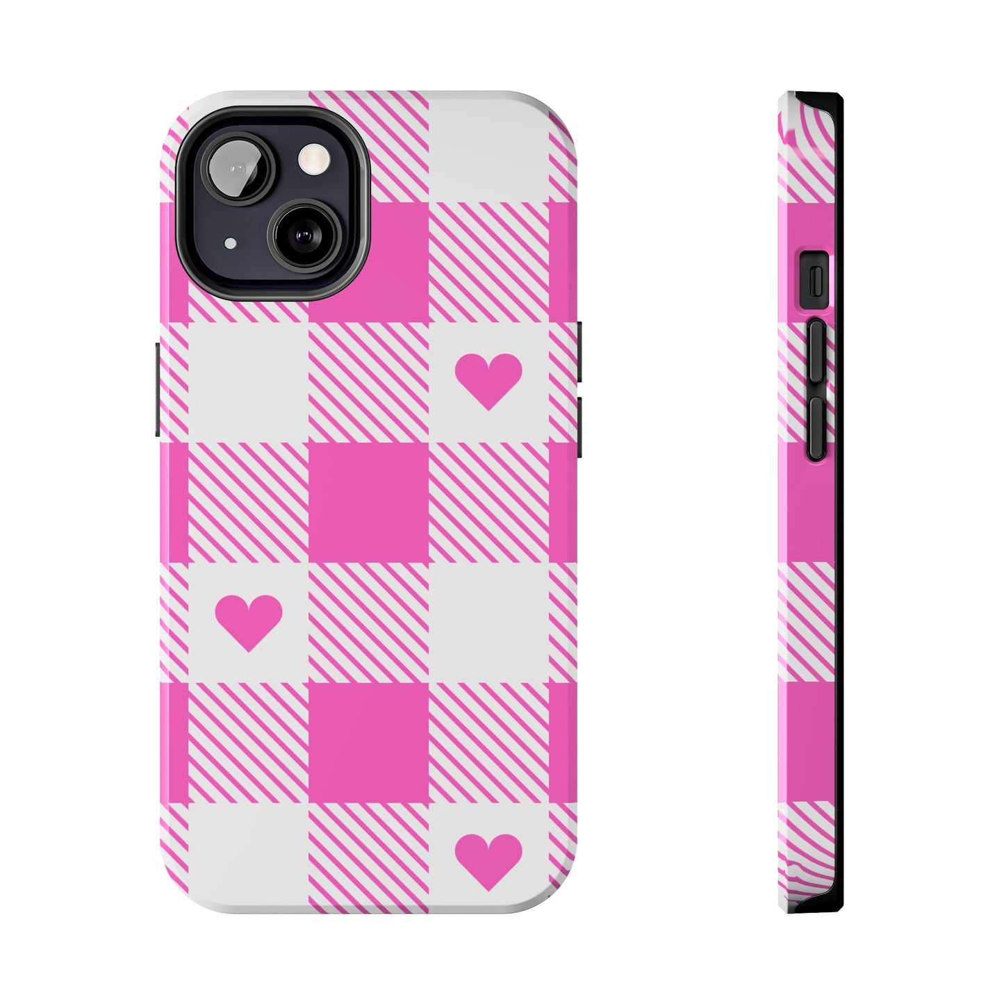 Hearts & Plaid Tough iPhone Case valentines phone case iPhone 15 accessories