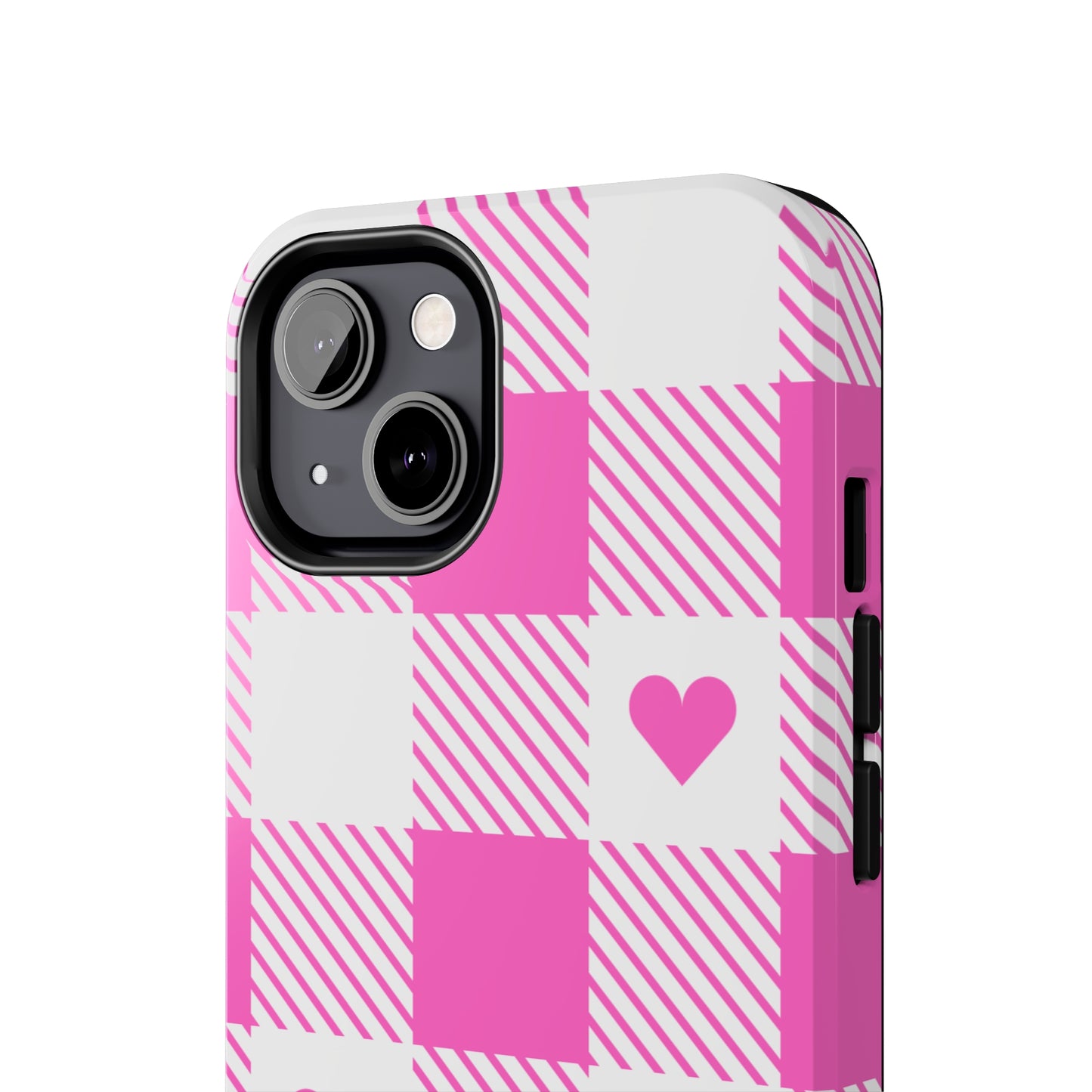 Hearts & Plaid Tough iPhone Case valentines phone case iPhone 15 accessories