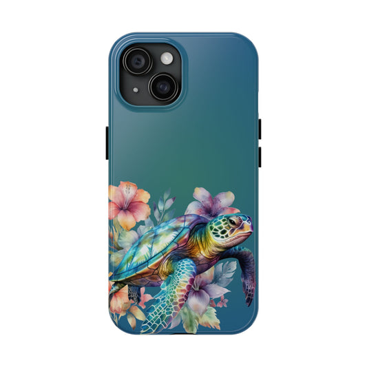 Colorful watercolor sea turtle iPhone case