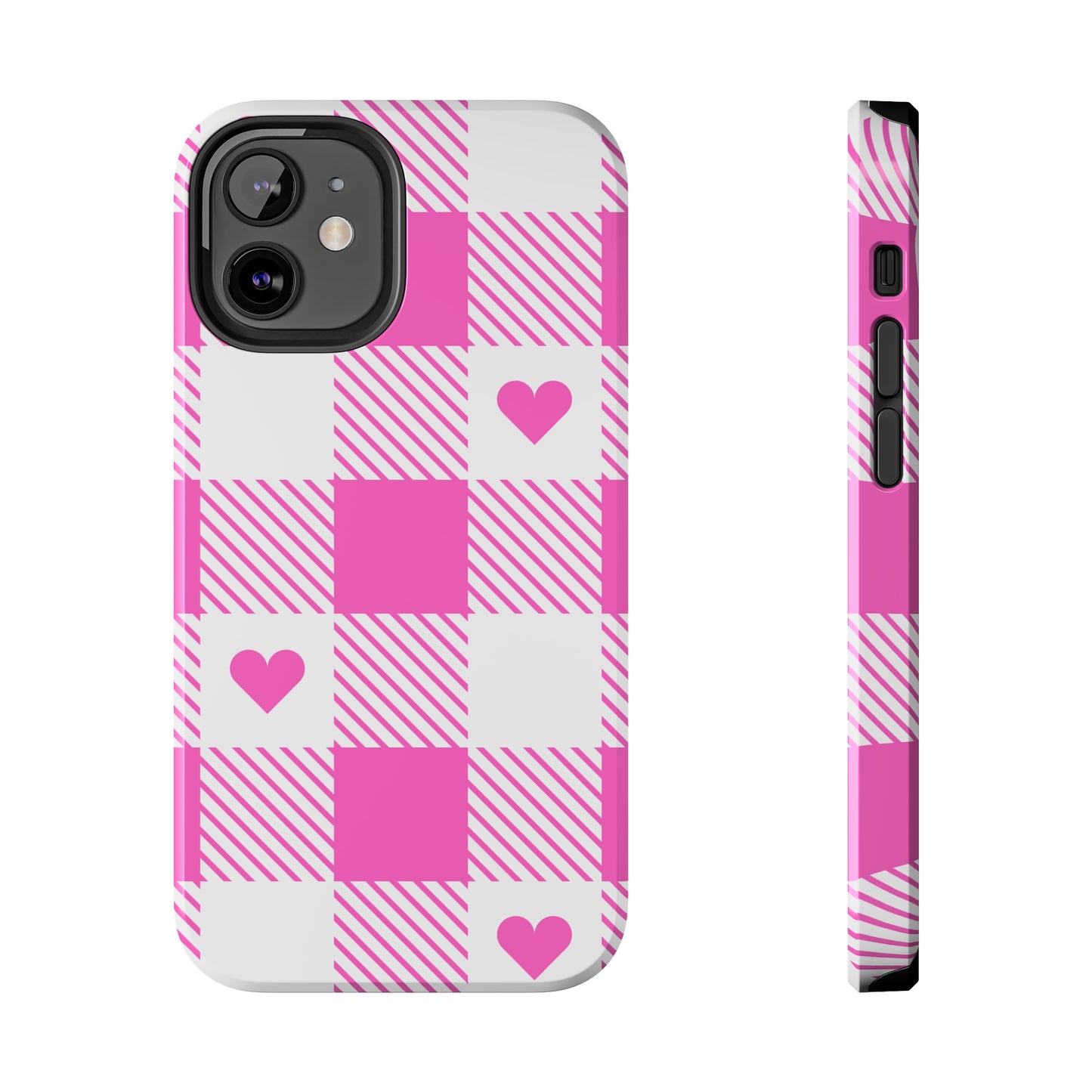 Hearts & Plaid Tough iPhone Case valentines phone case iPhone 15 accessories