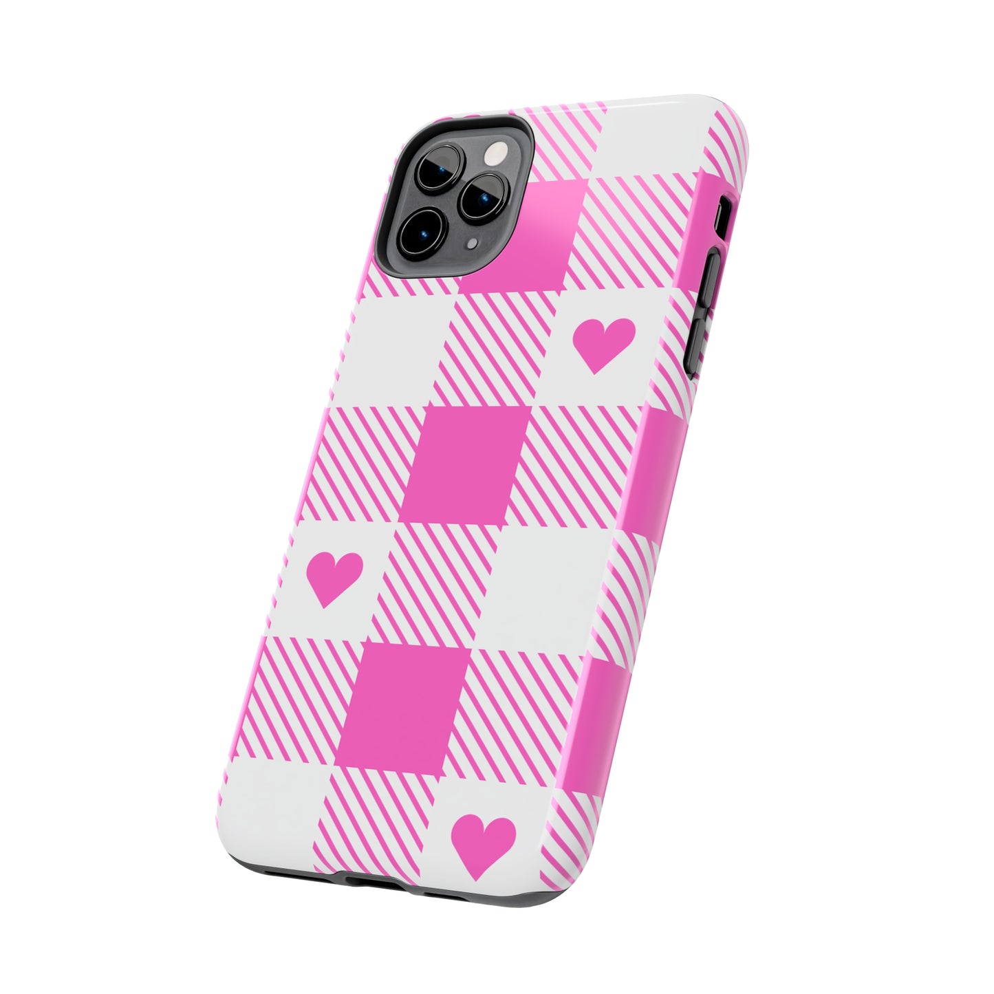 Hearts & Plaid Tough iPhone Case valentines phone case iPhone 15 accessories