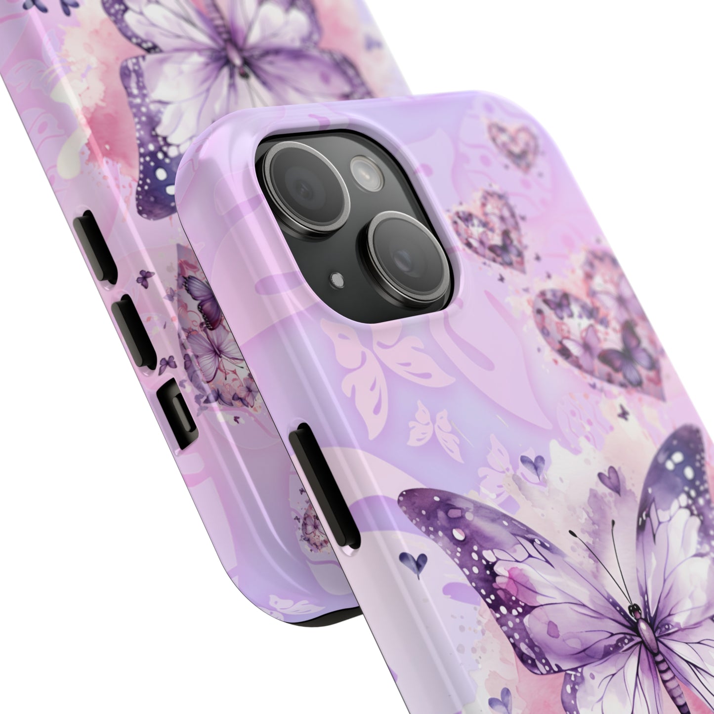 Purple butterfly Tough Phone Case iPhone 15 accessories