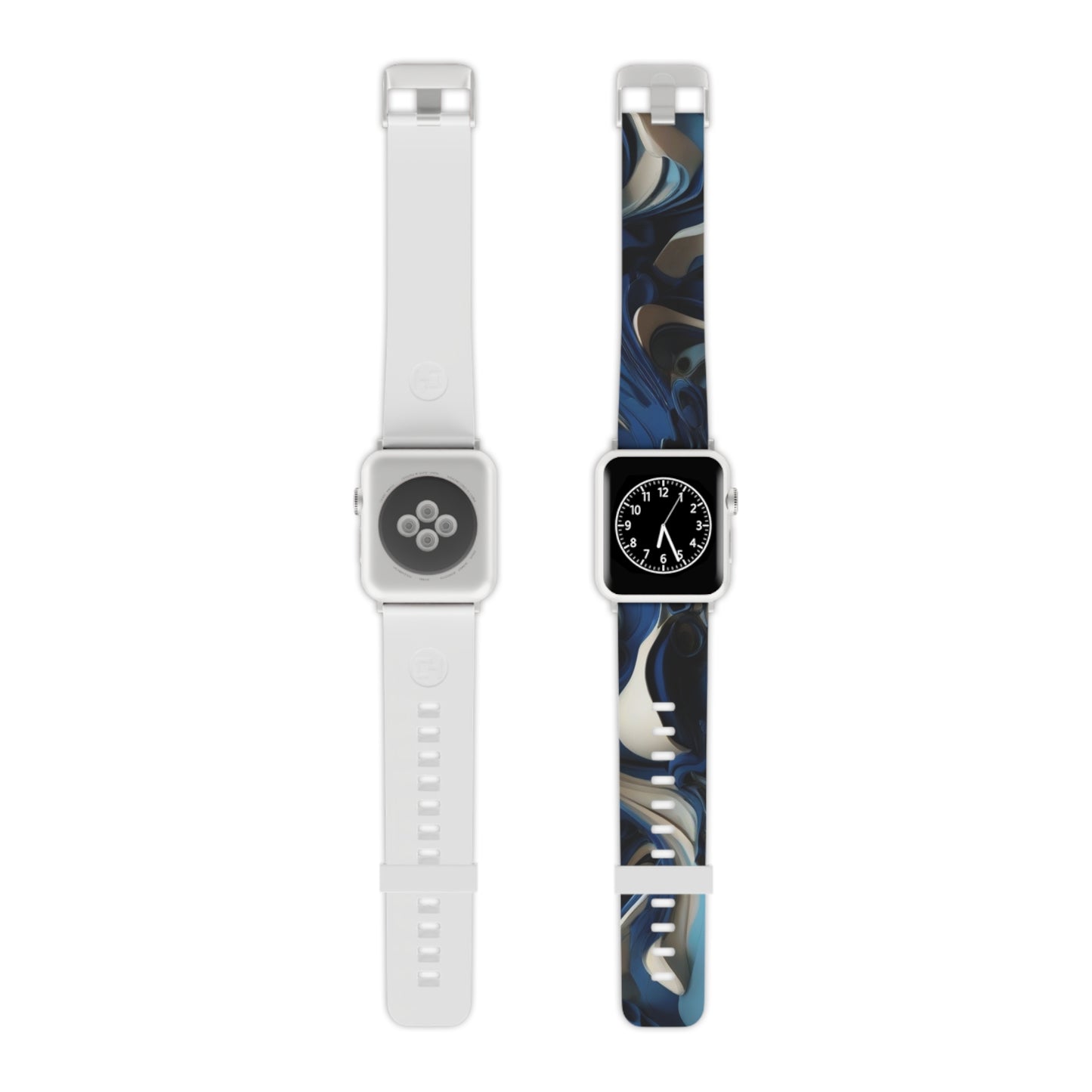 Blue & Silver abstract art Watch Band for Apple Watch Series 1-9, SE and Ultra, 38-40mm/ 42-44mm