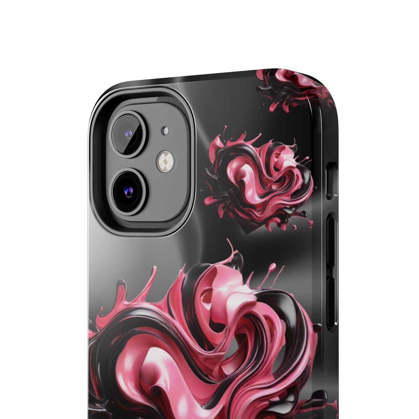 Pink & Black abstract hearts Tough iPhone Case iphone14 accessories