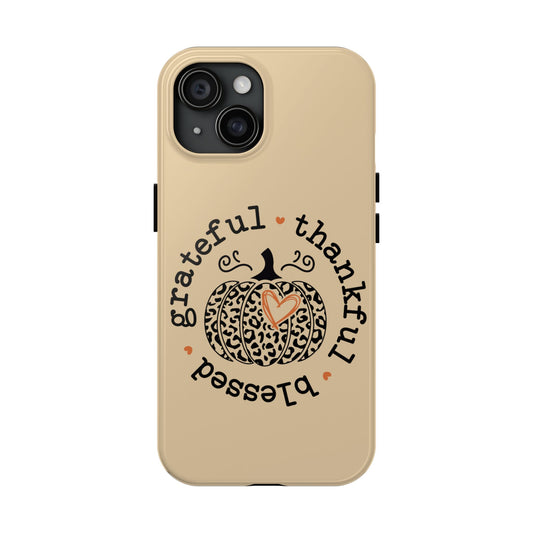 Grateful & Blessed iPhone 16 Case, Fall iPhone Cover, Festive Holiday Accessory, Cute fall Phone Protector, seasonal Tech