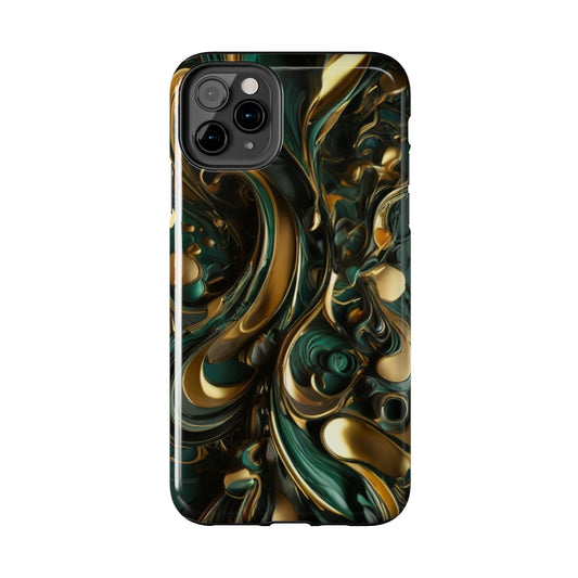 Green & gold abstract art Tough iPhone Case iphone 14 accessories