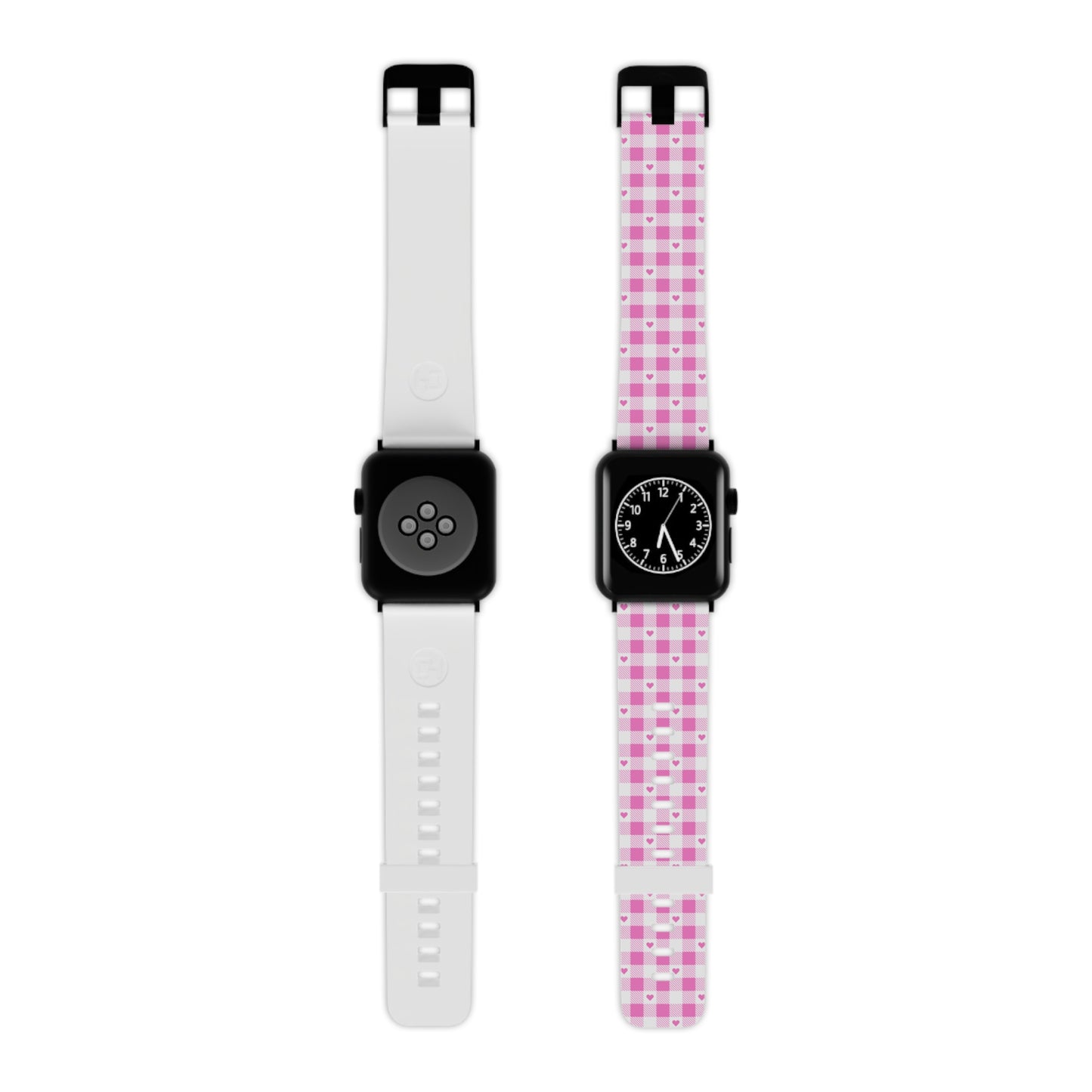 Pink plaid Hearts Watch Band for Apple Watch Series 1-9, SE and Ultra, 38-40mm/ 42-44mm