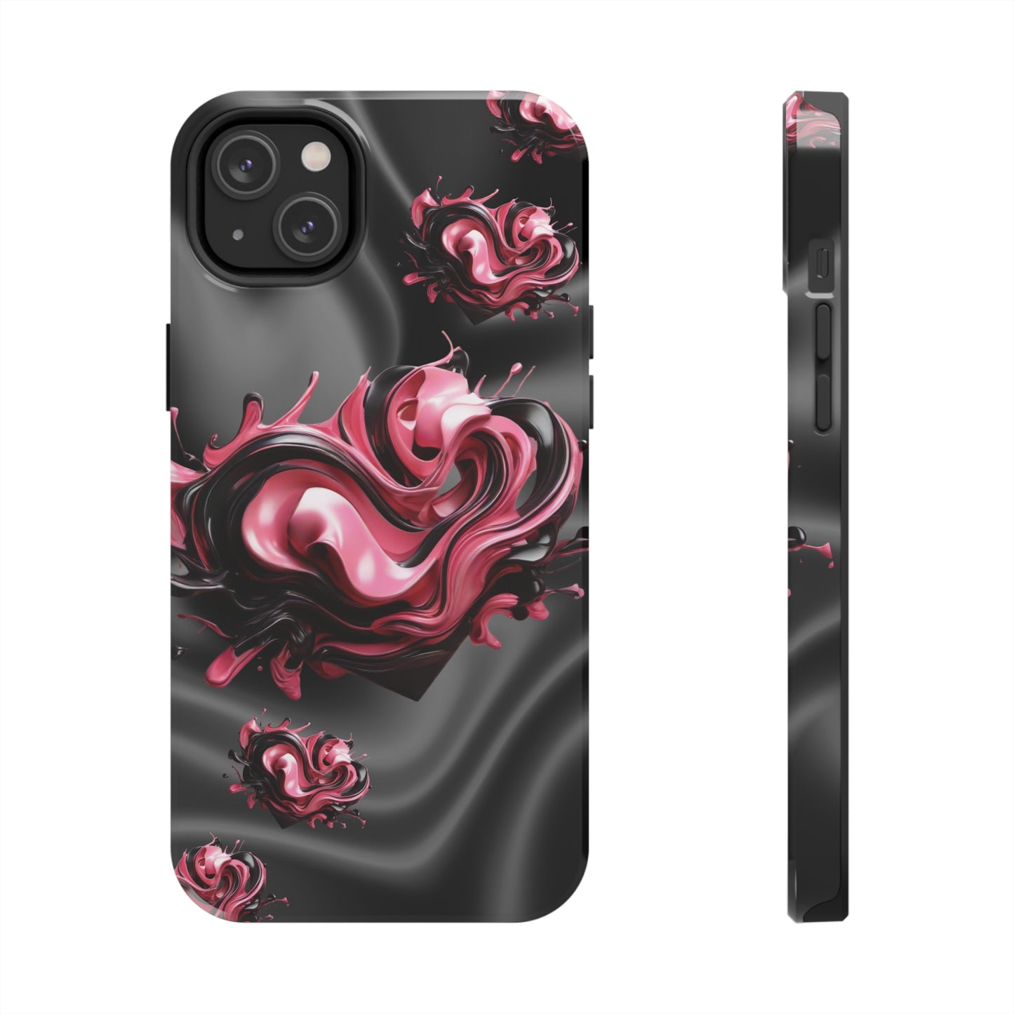 Pink & Black abstract hearts Tough iPhone Case iphone14 accessories