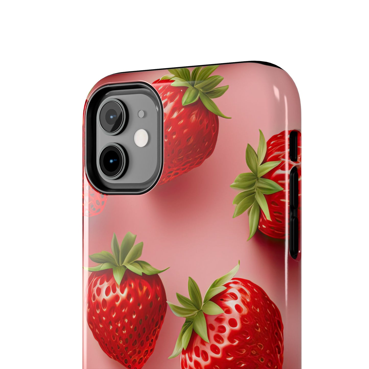 Strawberries & cream summer aesthetics iPhone case. Compatible with iPhone models 11-15 including all mini, plus, pro & pro max. Custom phone case for smartphones. design for Girls, Woman