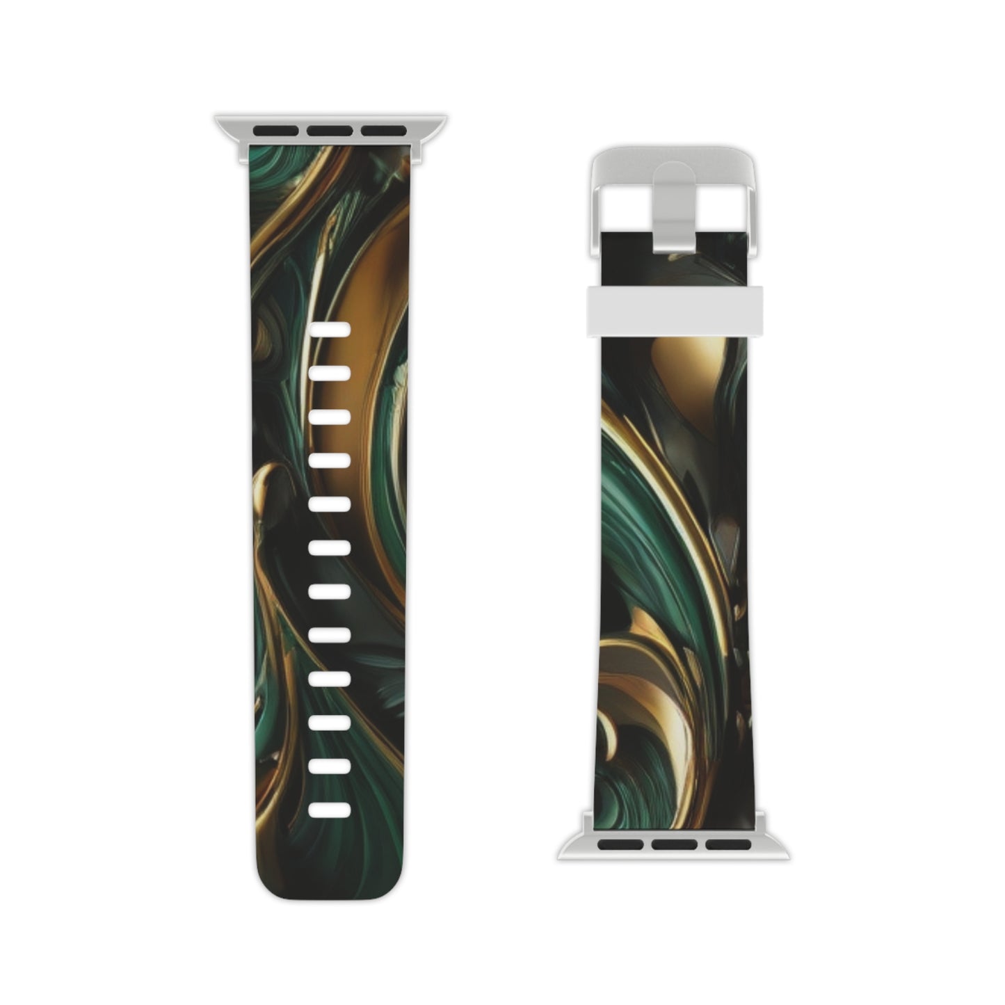 Green & Gold Abstract Art Watch Band for Apple Watch Series 1-9, SE and Ultra, 38-40mm/ 42-44mm