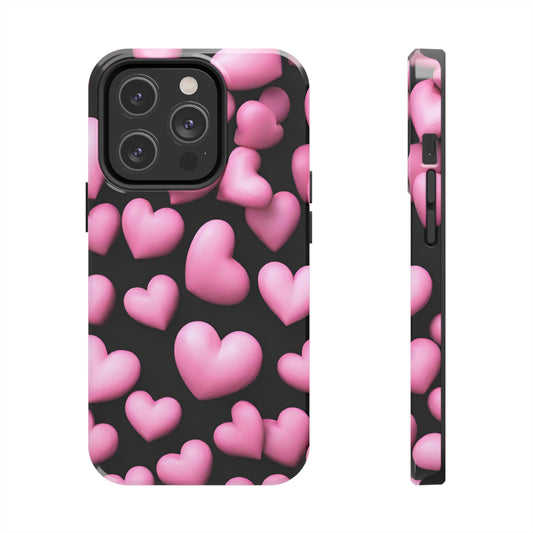 Pink bubble hearts Tough iPhone Case iphone 14 accessories