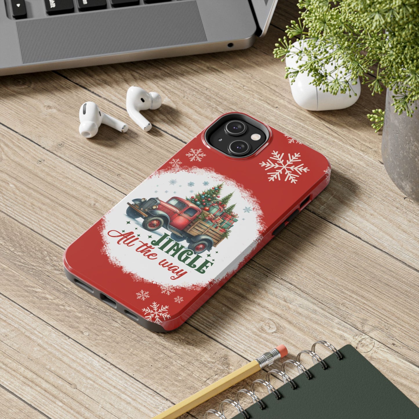 Christmas farm truck iPhone 16 Case, Christmas iPhone Cover, Festive Holiday Accessory, Cute Xmas Phone Protector, Winter Santa Tech