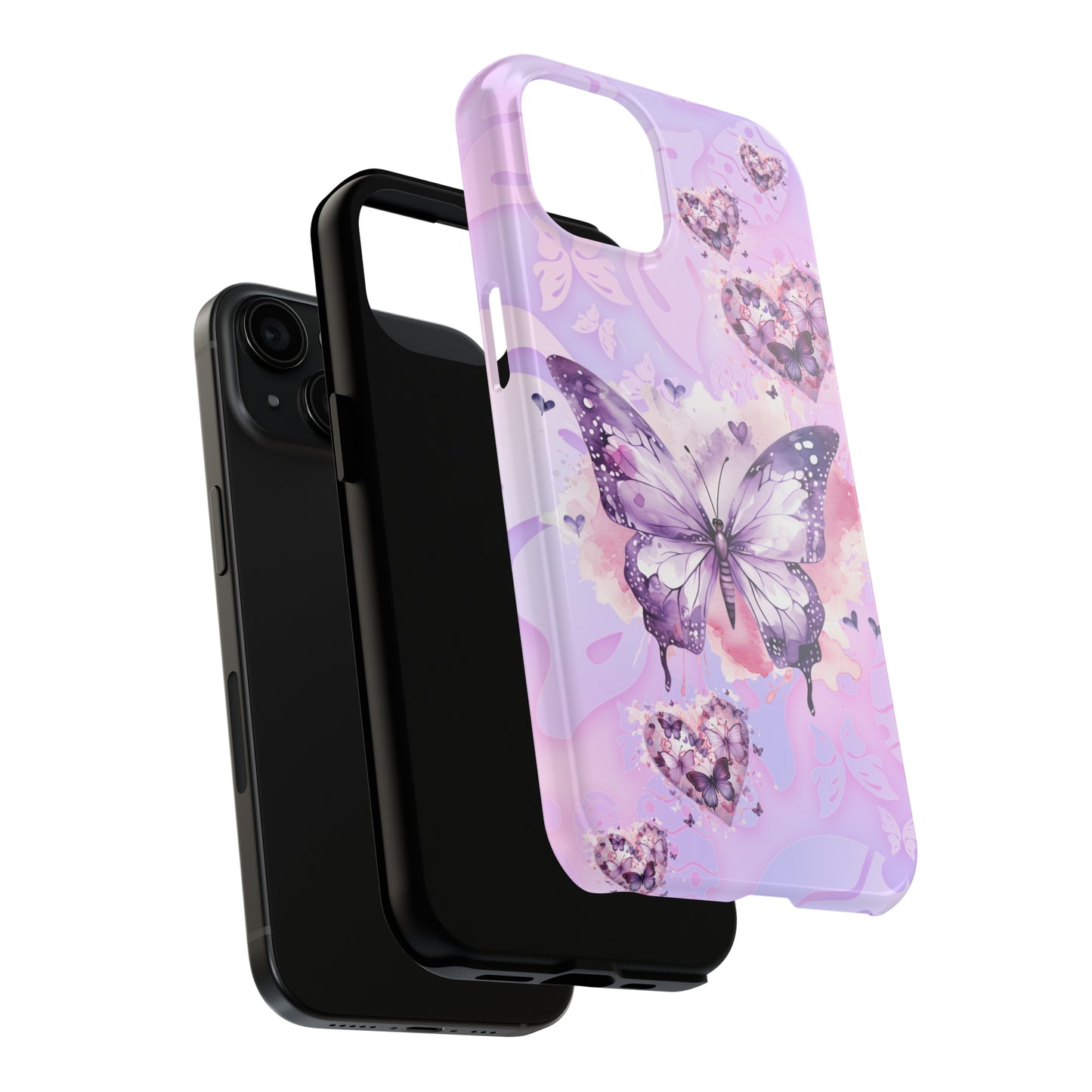 Purple butterfly Tough Phone Case iPhone 15 accessories