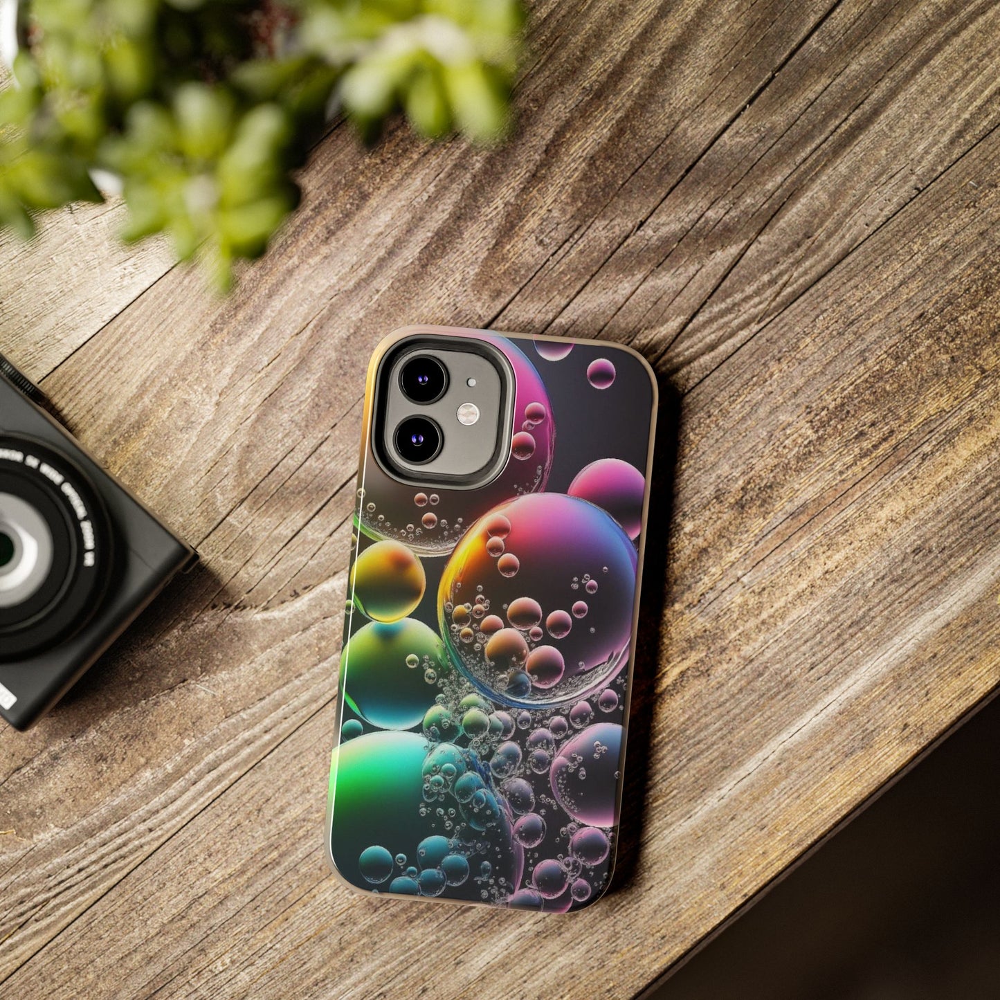 Vibrant rainbow bubbles iPhone case abstract phone cover protector