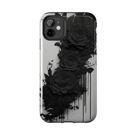 Black roses phone case iPhone 15 floral phone cover