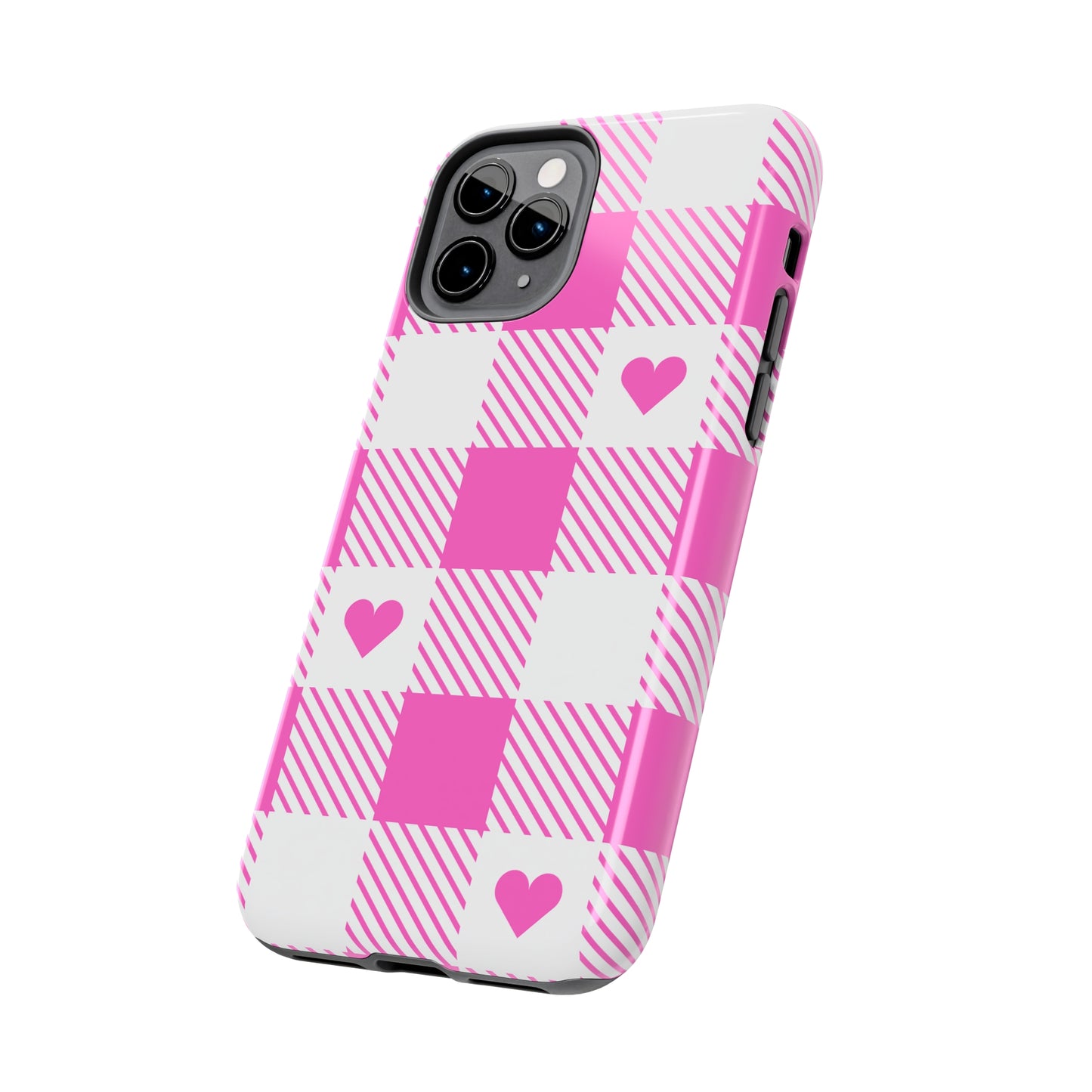 Hearts & Plaid Tough iPhone Case valentines phone case iPhone 15 accessories