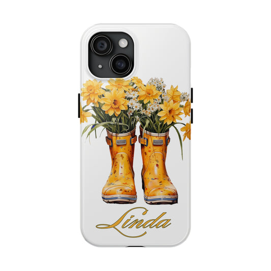 Custom yellow rainboots & flowers Mother's day personalized iPhone Case