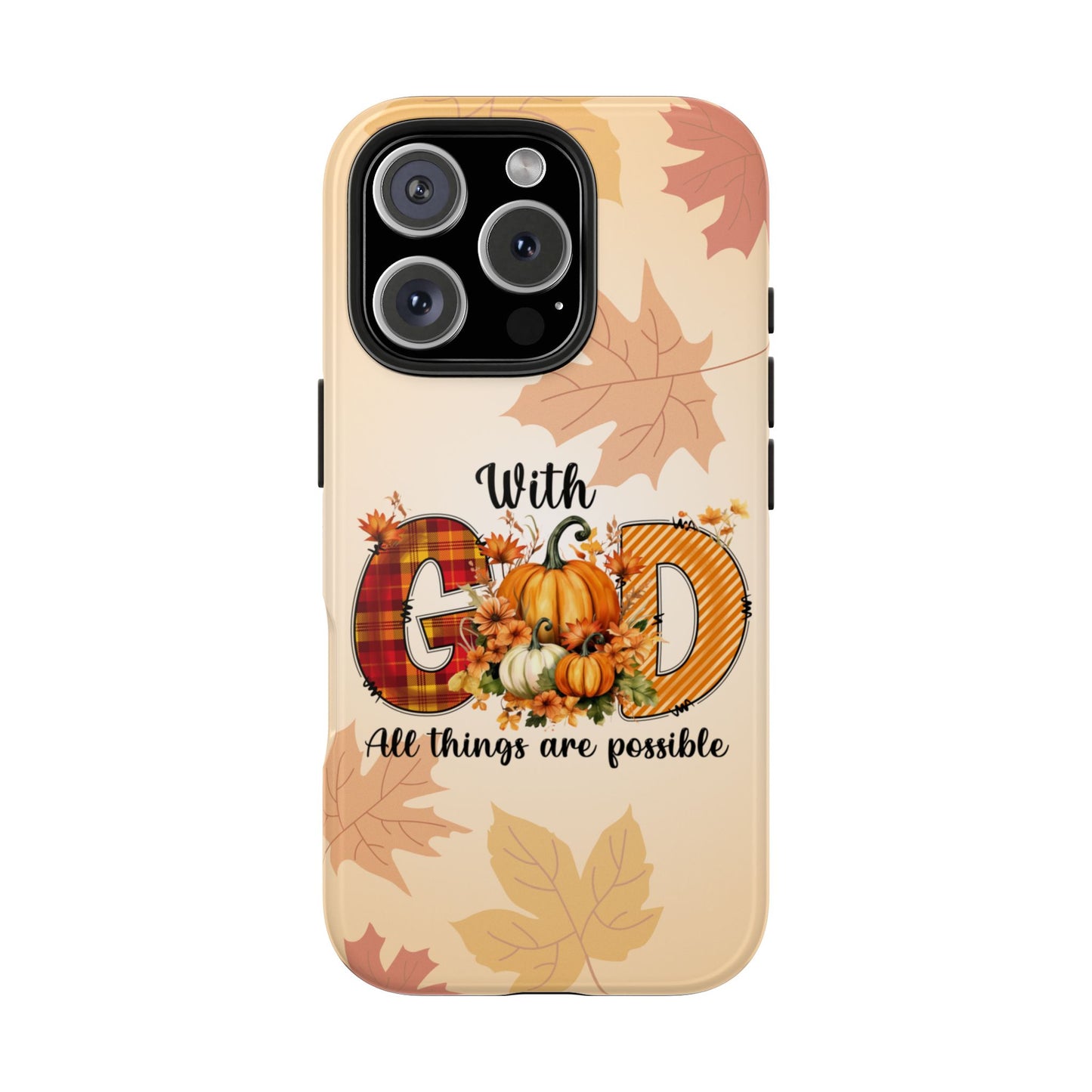 With GOD iPhone 16 Case, Fall iPhone Cover, Festive Holiday Accessory, Cute fall Phone Protector, seasonal Tech