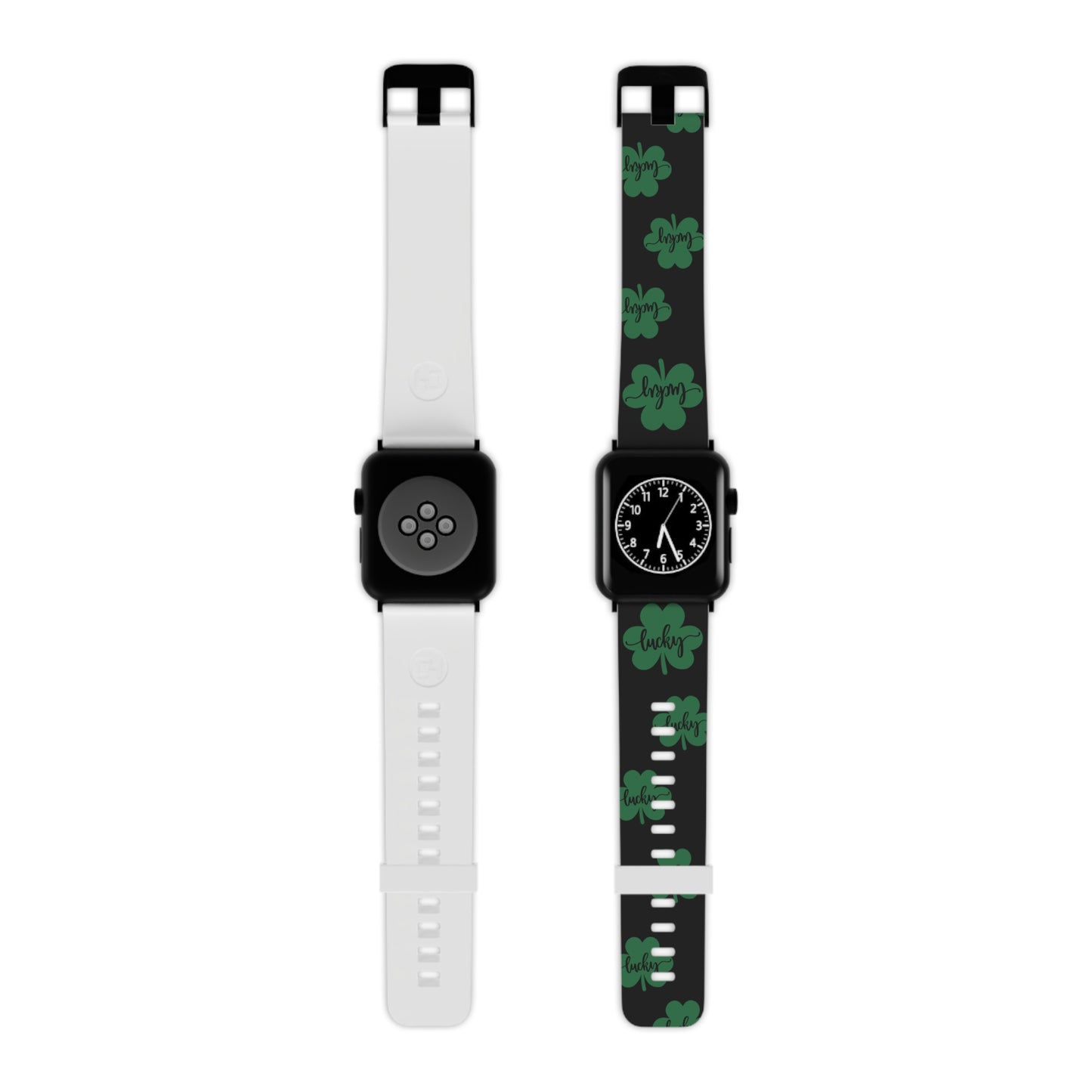 Lucky shamrock in black Watch Band for Apple Watch Series 1-9, SE and Ultra, 38-40mm/ 42-44mm