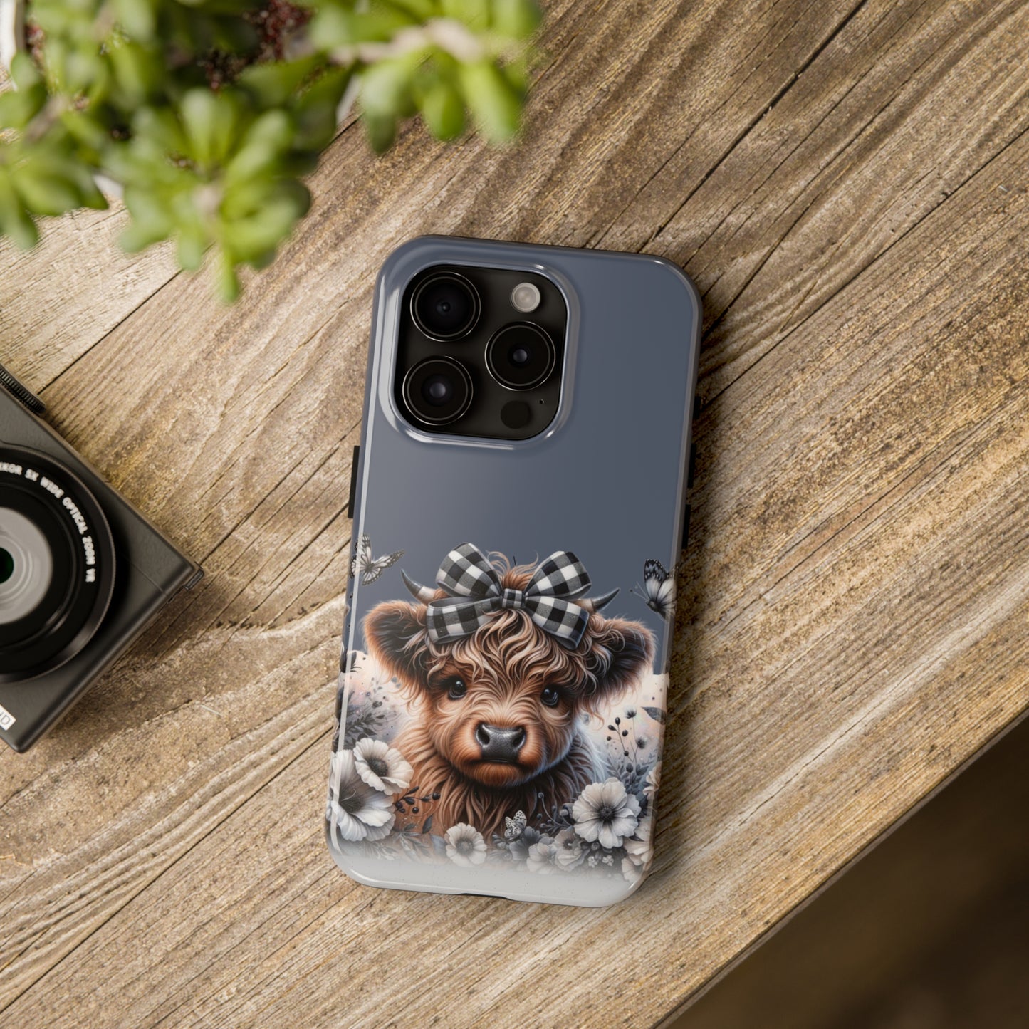 Plaid highland Cow Tough Phone Case iPhone 14 pro max accessories