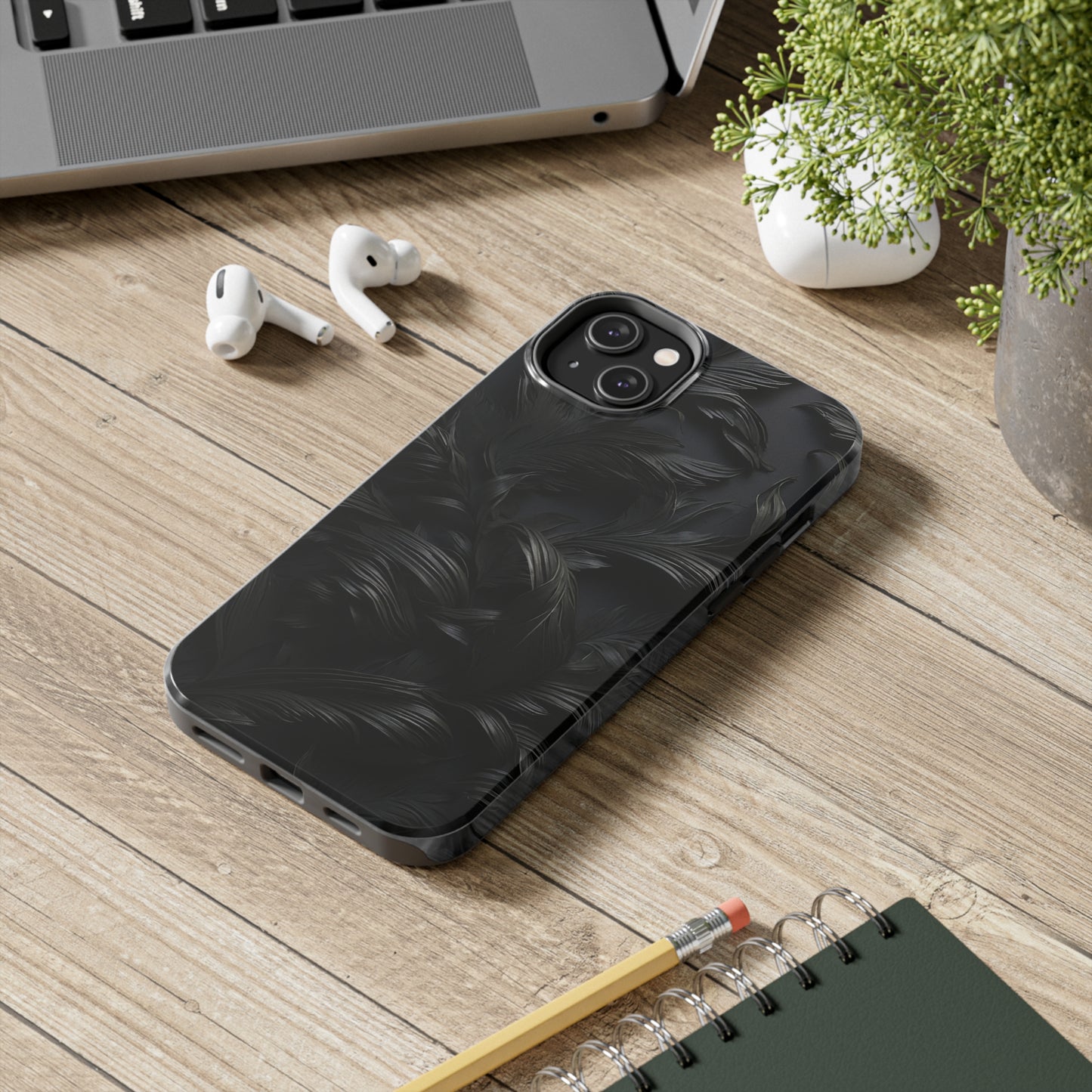 Black engraved Goth style/ Tough IPhone Case/ Abstract