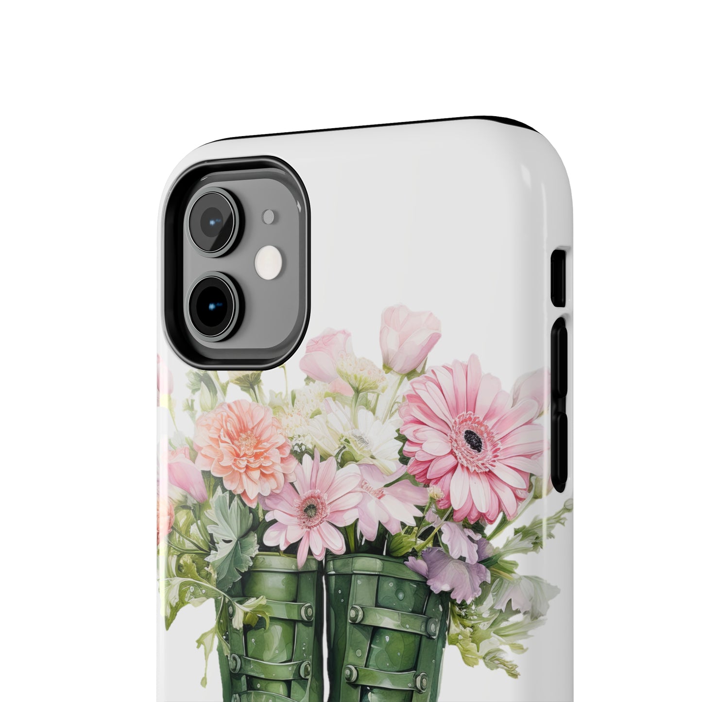 Custom green rainboots & flowers Mother's day personalized iPhone Case