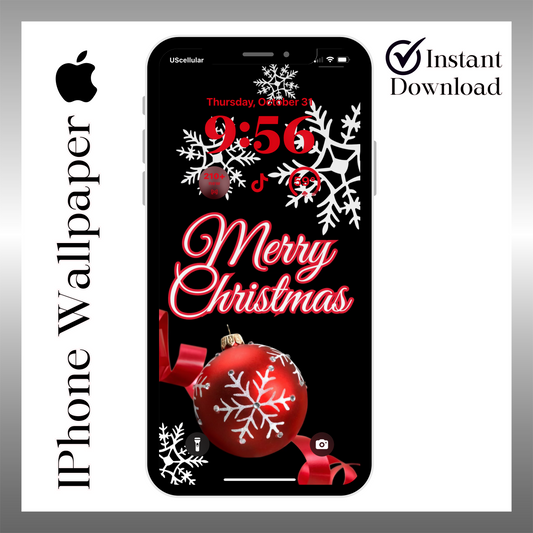 Merry Christmas iPhone/iPad wallpaper iPhone lock screen art digital download