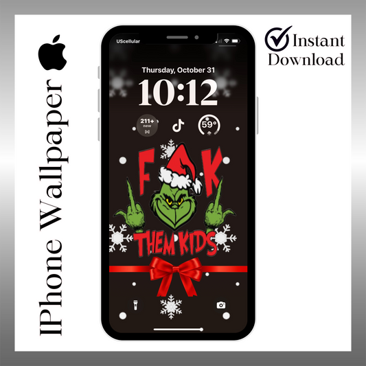 Funny Christmas "F them kids" iPhone/iPad wallpaper iPhone lock screen art digital download