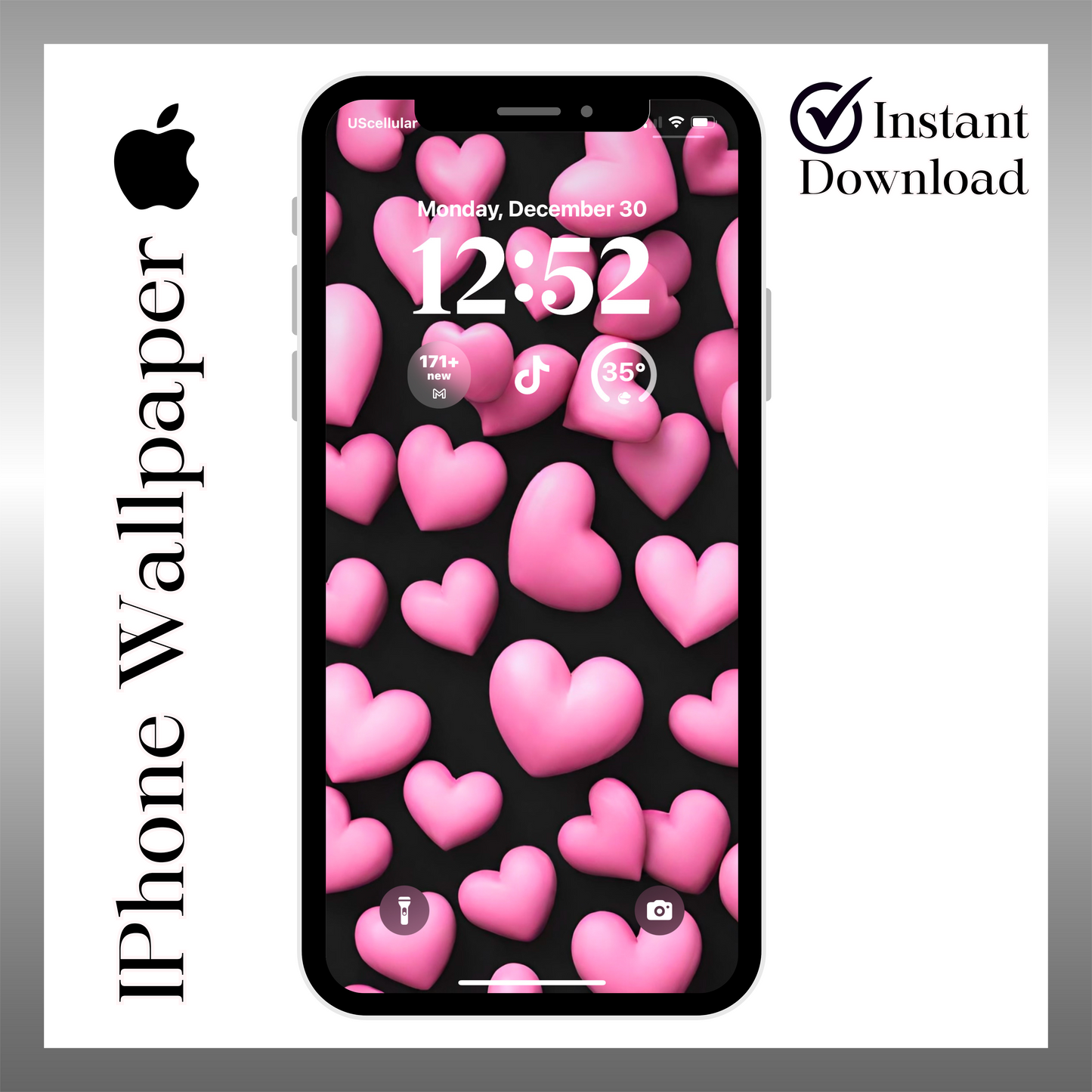 Pink bubble hearts iPhone wallpaper iPhone lock screen art digital download