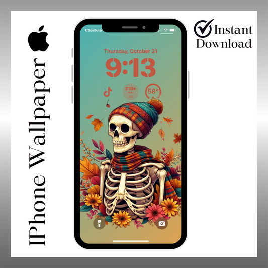 Fall skeleton iPhone wallpaper iPhone lock screen art digital download