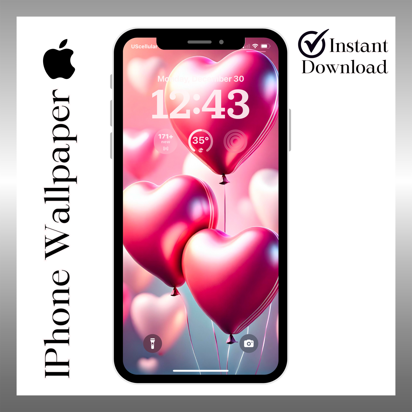 Balloon hearts-Valentines-iPhone wallpaper- iPhone lock screen art- digital download