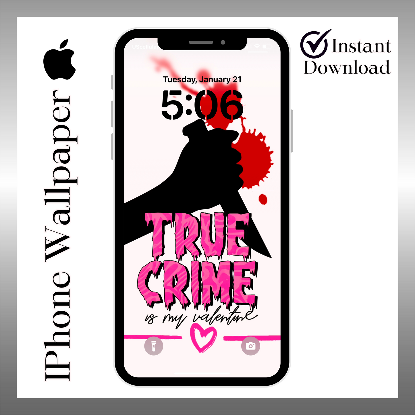 True crime Valentines-iPhone wallpaper iPhone lock screen art digital download