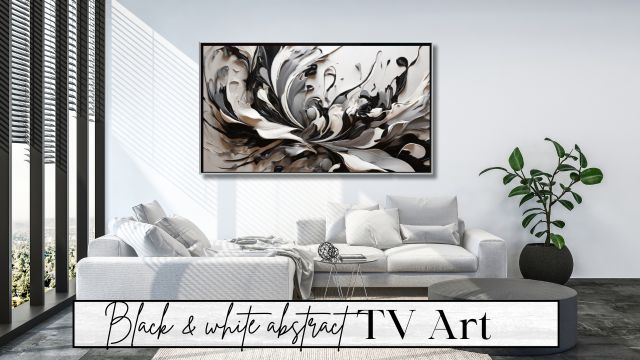 Black & White abstract digital TV wall Art